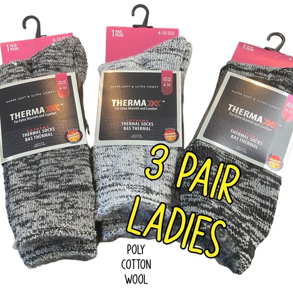 3 Pair Ladies WARM CREW Thermal Socks - Picture 1 of 5